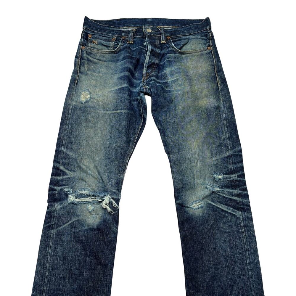 RRL Double RL Slim Fit Japan Woven Selvedge Denim Jeans Men's 30x32 Whiskering